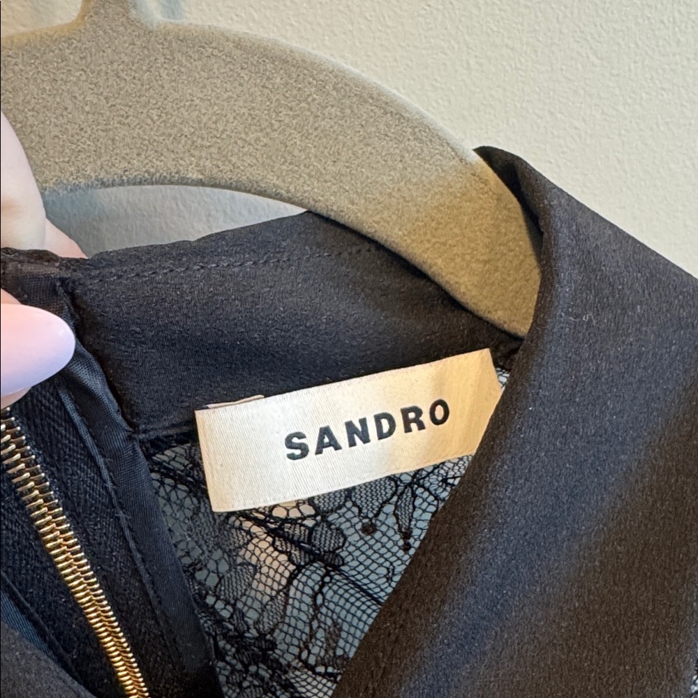 Sandro Black & White Lace Dress w Collar NWOT - Picture 6 of 11